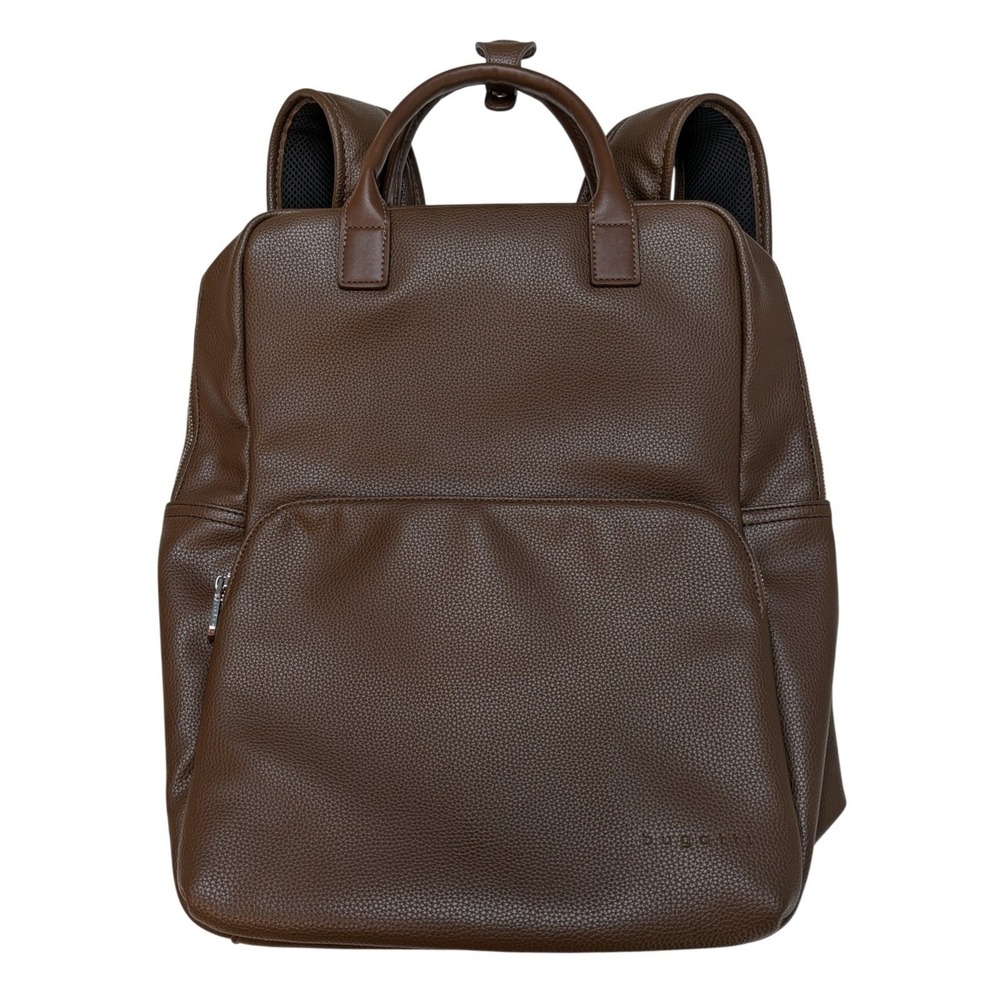 Bugatti BKP2466BU Brown Vegan Leather Laptop Backpack Travel Work Bag